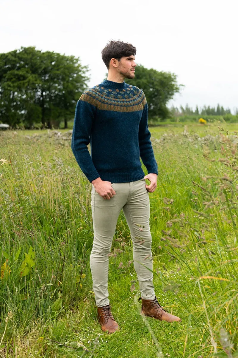 Mens Fair isle Staffa Yoke Jumper - Teal