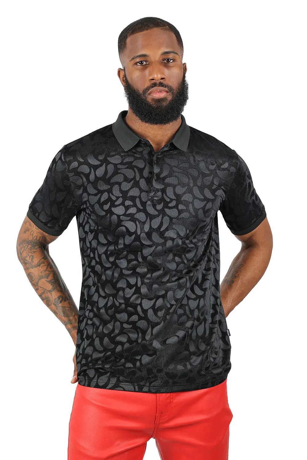 Men's Floral Twist Short Sleeve Polo Shirt