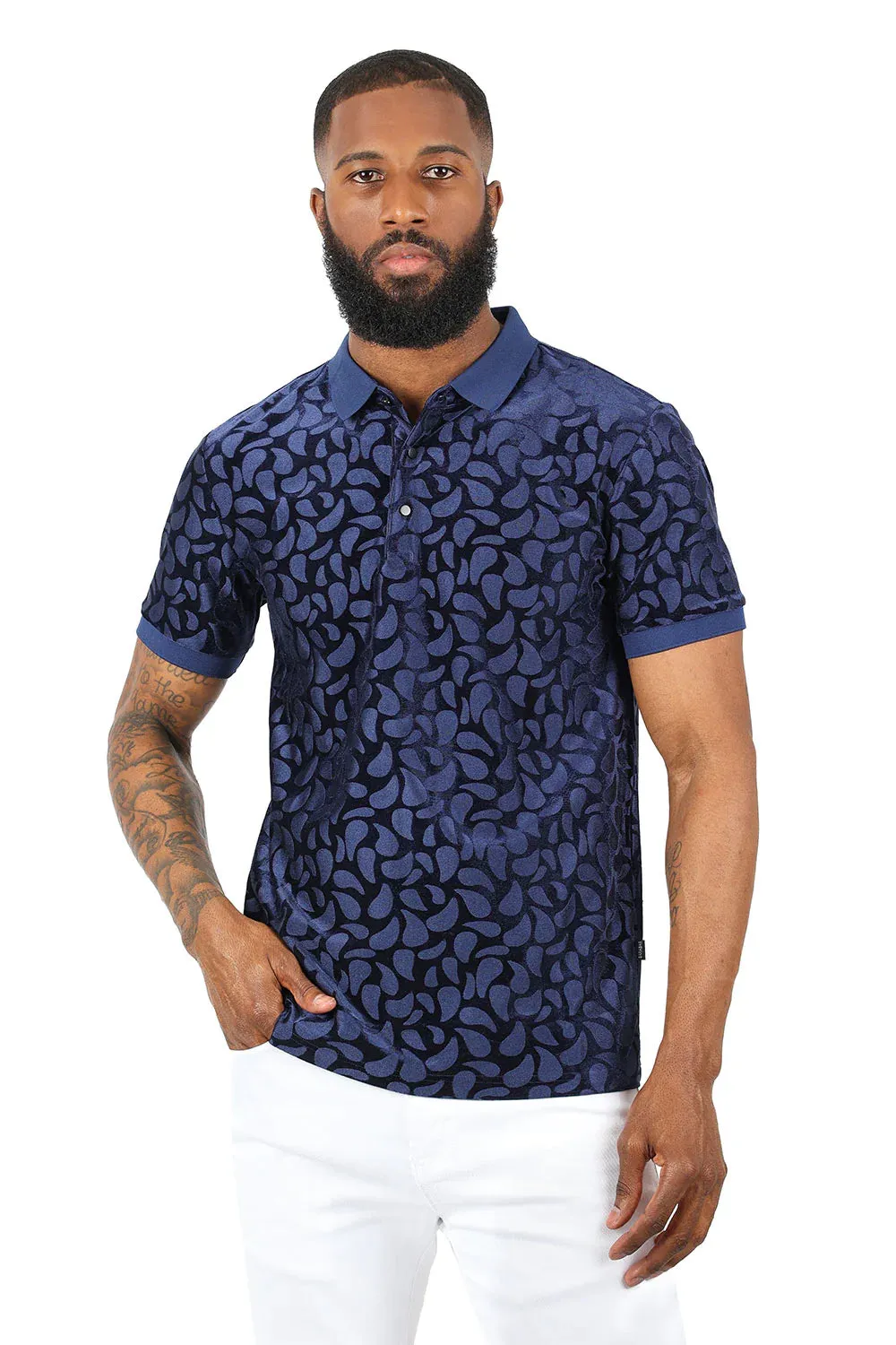 Men's Floral Twist Short Sleeve Polo Shirt