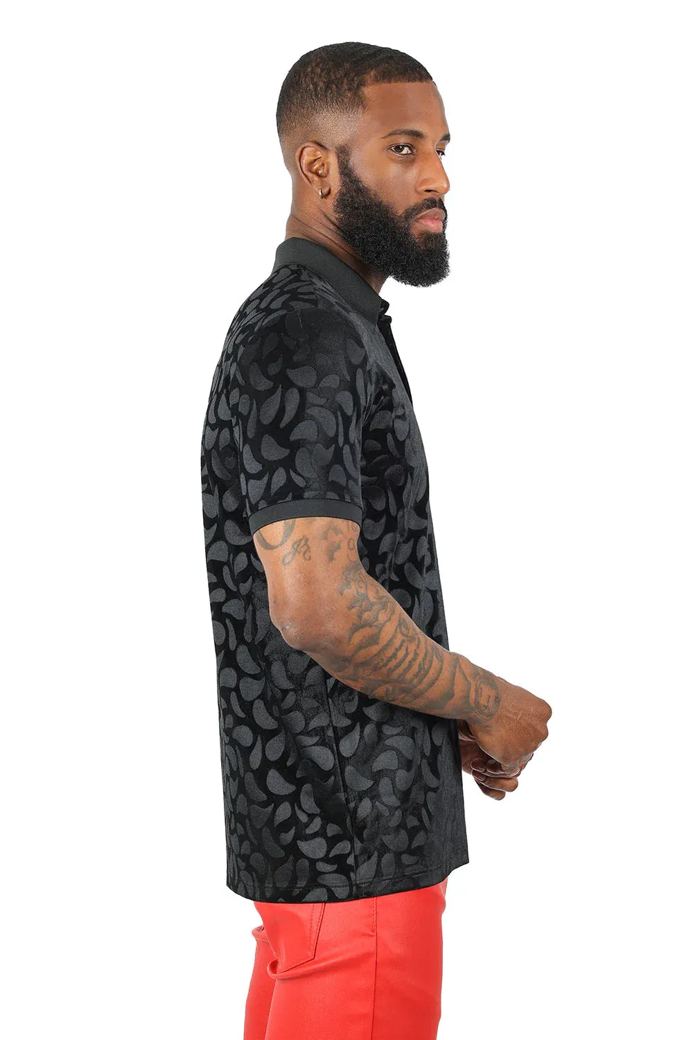 Men's Floral Twist Short Sleeve Polo Shirt