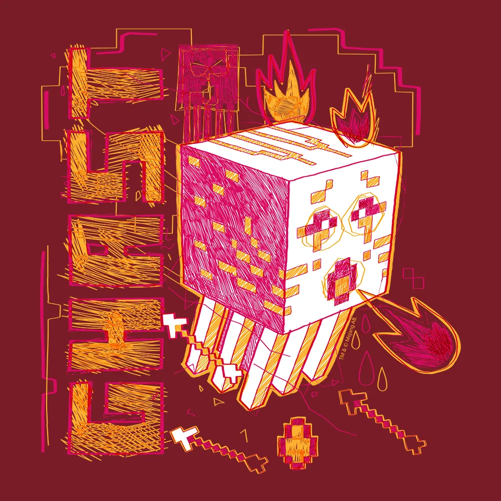 Minecraft Acid Sketch Ghast Adult Short Sleeve T-Shirt