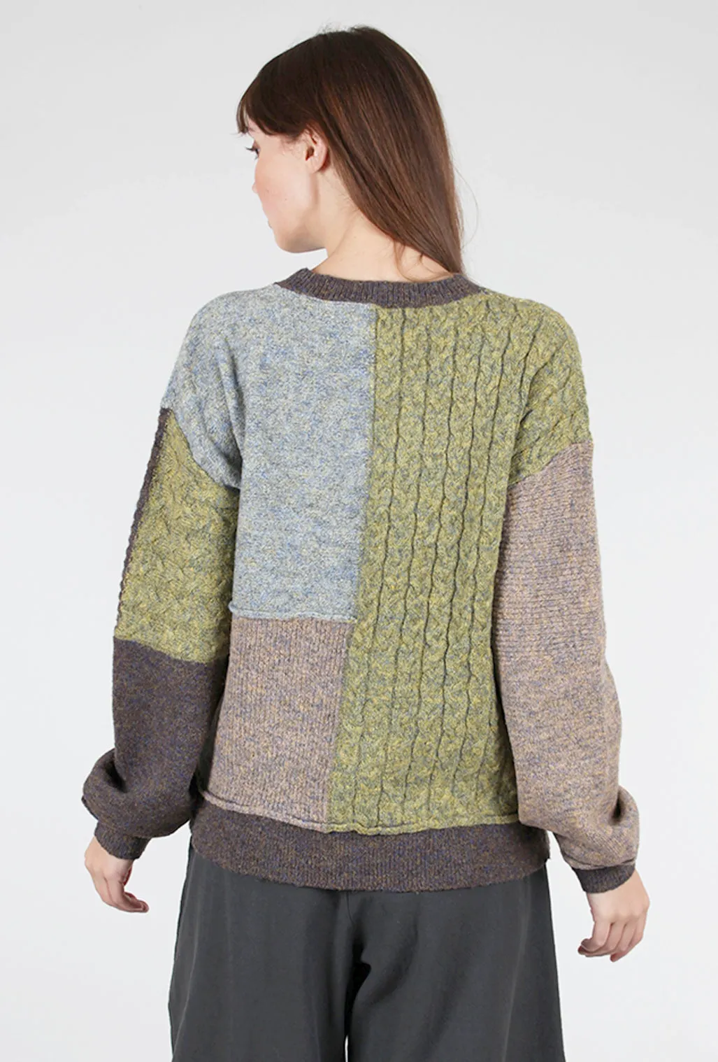 Mixed Weave Pullover Sweater, Cactus Mix