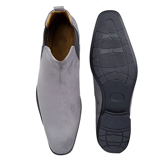 New Arrival Latest Suede Material Grey Casual Chelsea Boots For Men-JonasParamount