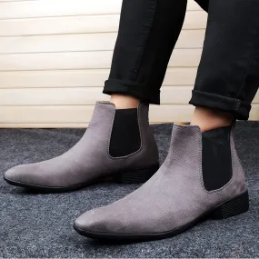 New Arrival Latest Suede Material Grey Casual Chelsea Boots For Men-JonasParamount