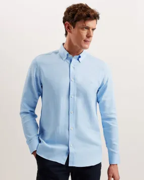 Ognon Long Sleeve Cotton Lyocell Script Shirt Blue