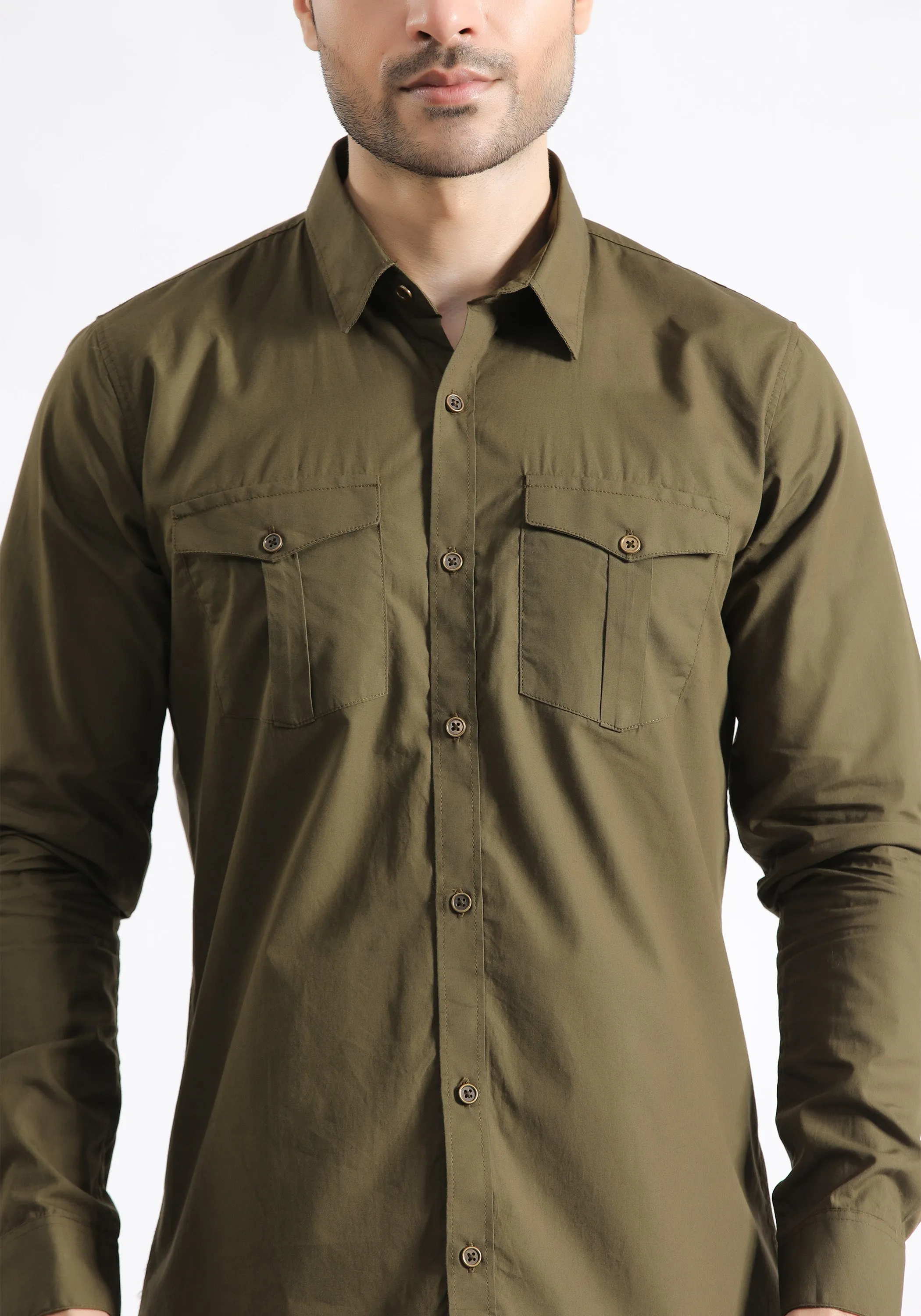 Olive Button Down Shirt