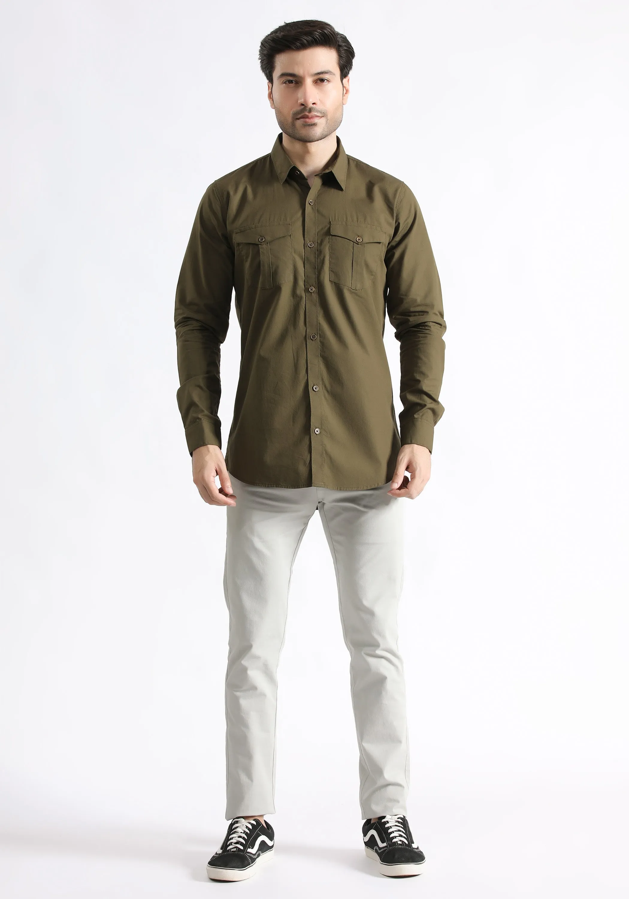 Olive Button Down Shirt