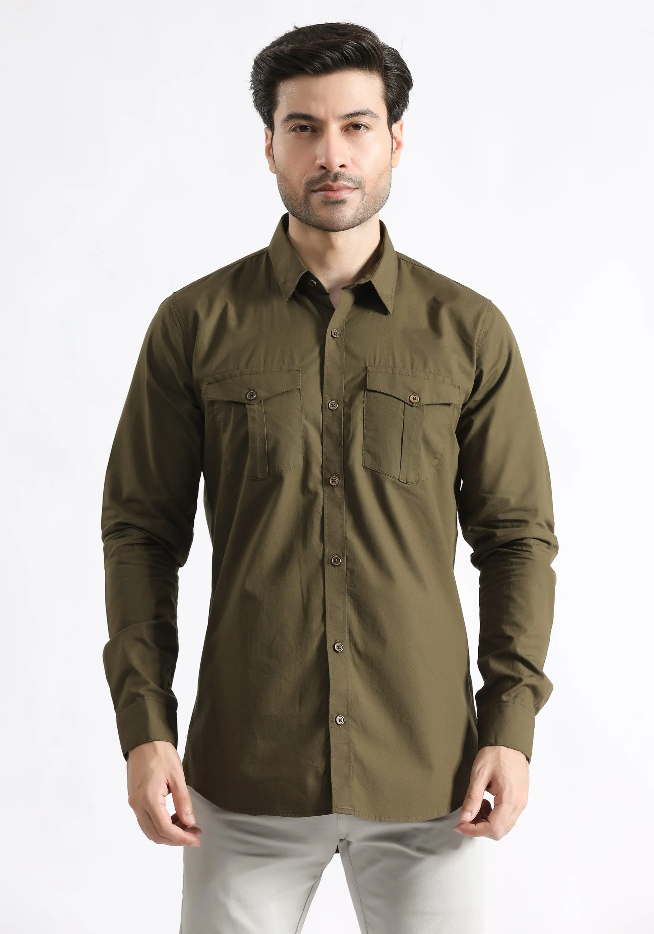 Olive Button Down Shirt