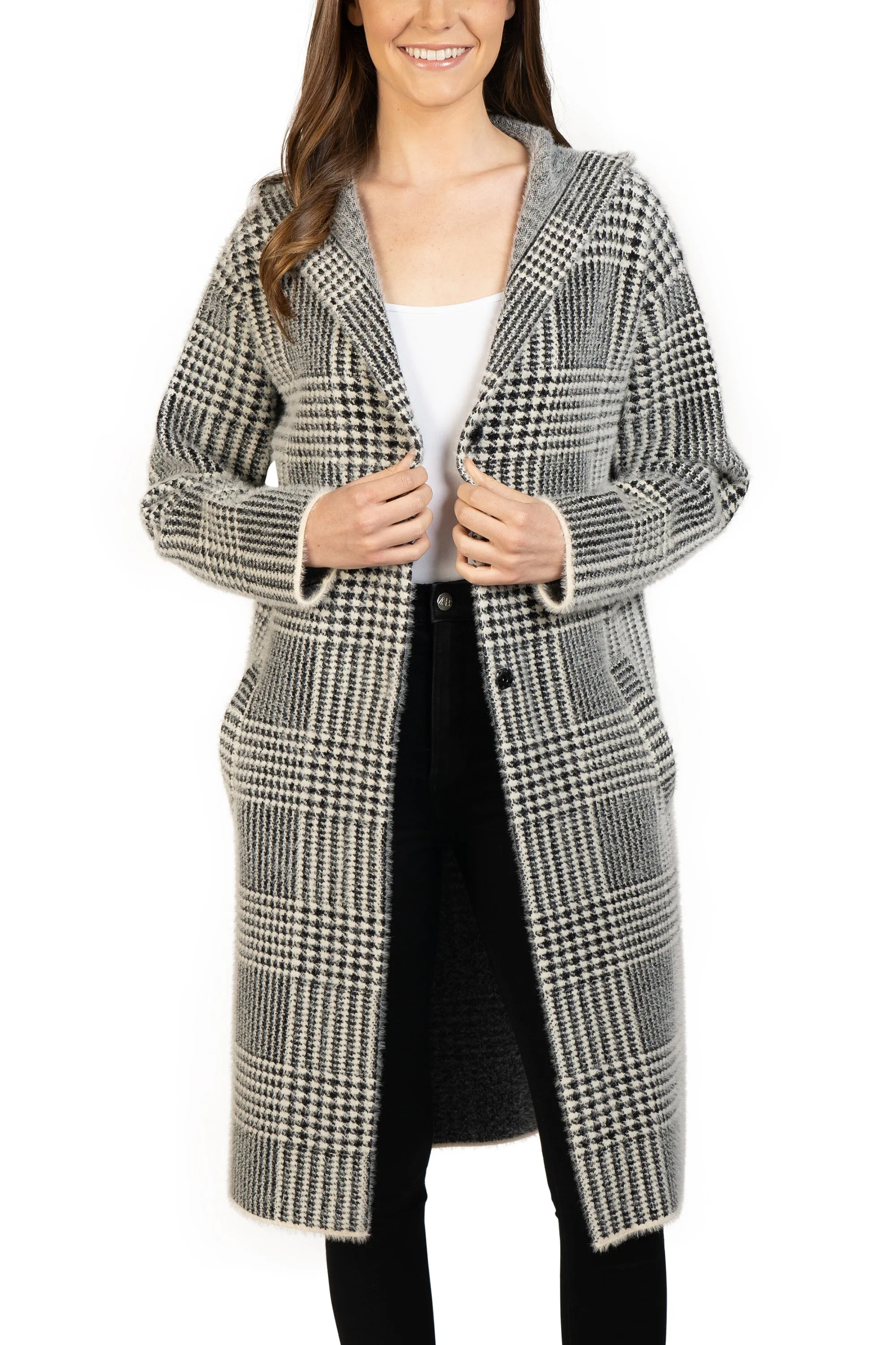 Plaid Snap Button Cardigan