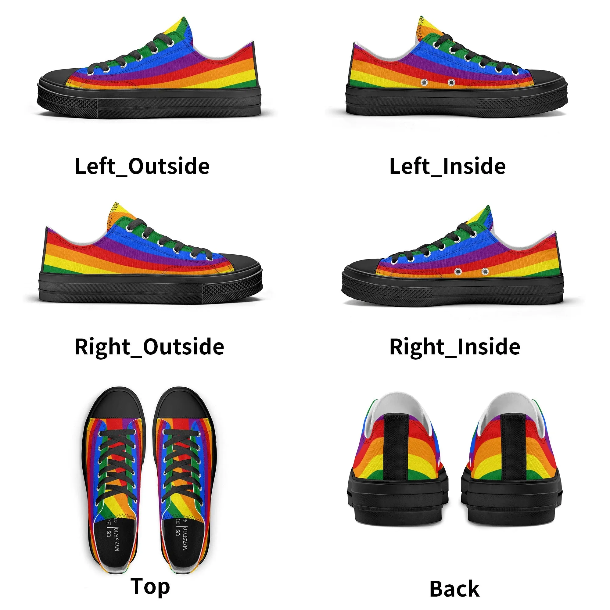 Rainbow Pride Collection - Mens Classic Low Top Canvas Shoes for the LGBTQIA  community