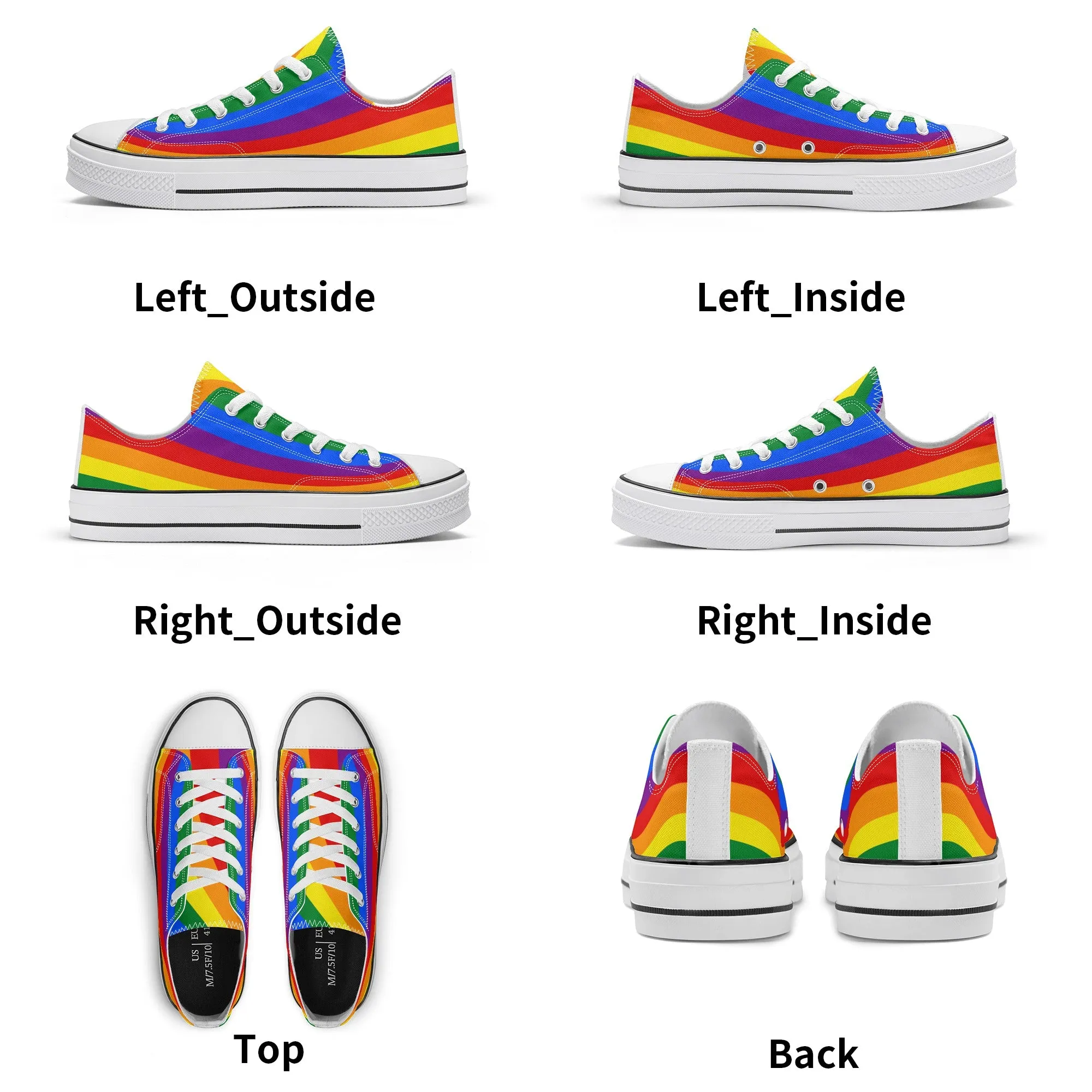 Rainbow Pride Collection - Mens Classic Low Top Canvas Shoes for the LGBTQIA  community