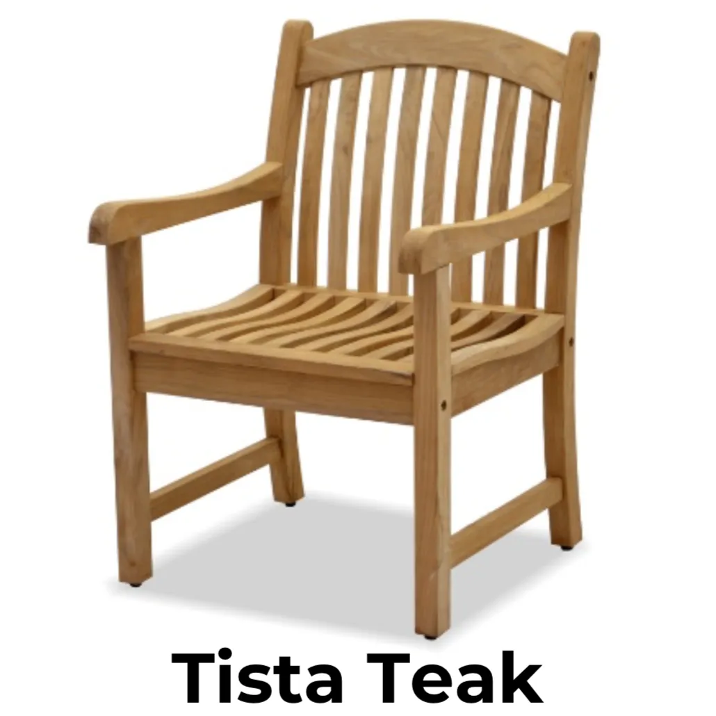 Rinjani Teak 7pc Outdoor Dining Set (Teak 94" Rectangular Table with 6 Tista Teak Armchairs  FREE Cushions)