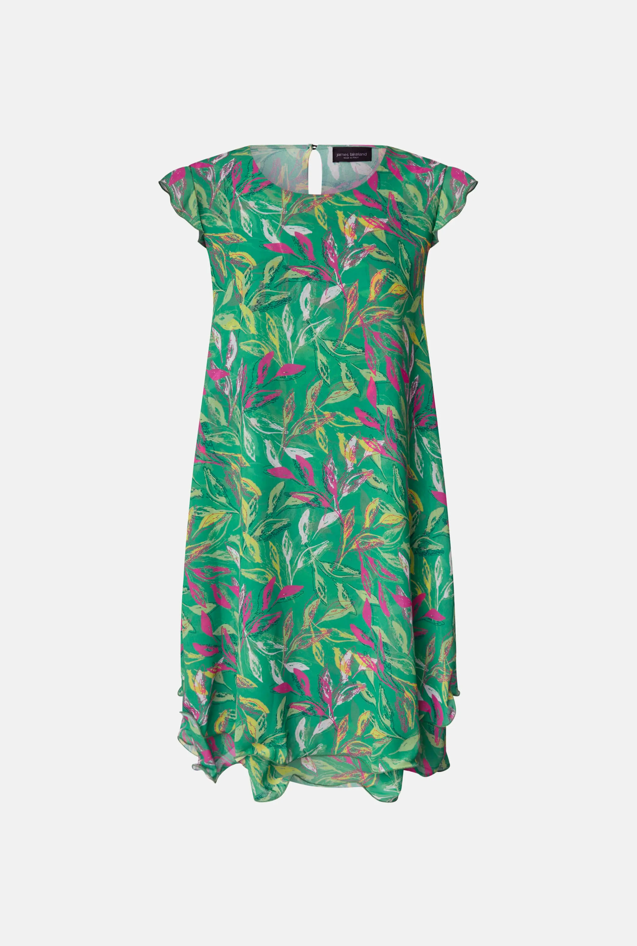 Ruffle Sleeveless Wave Hem Dress Green