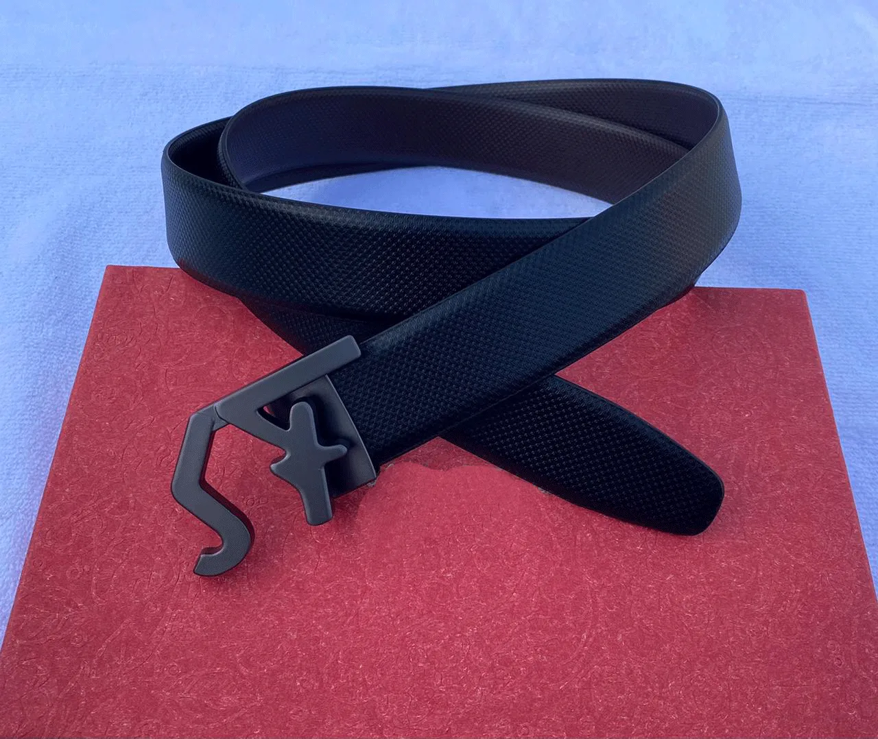 SF Letter Leather Strap Belt With Pressing Buckle-JonasParamount