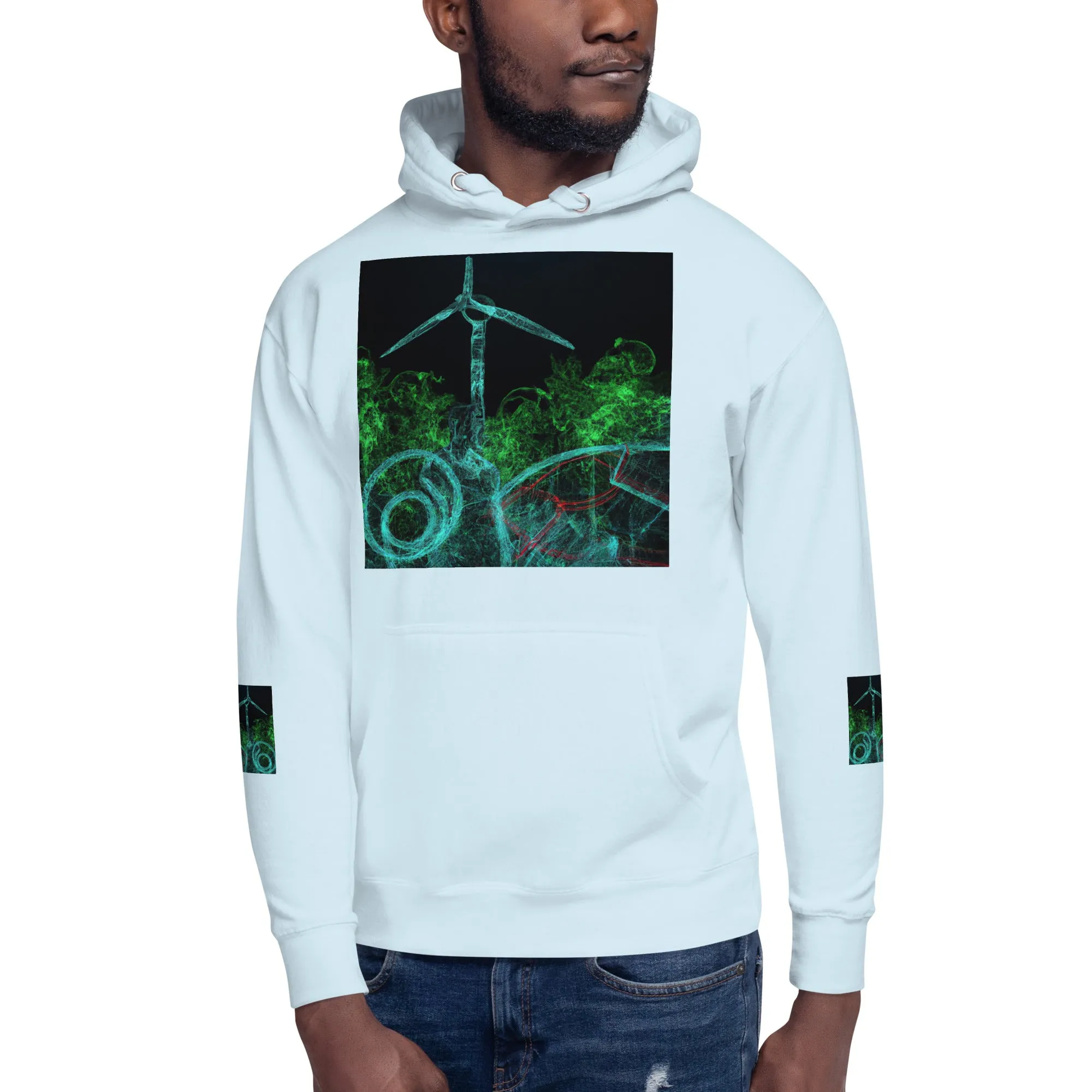 Stay Warm and Stylish with Our Abstract Green Unisex Hoodie - Shop Now!