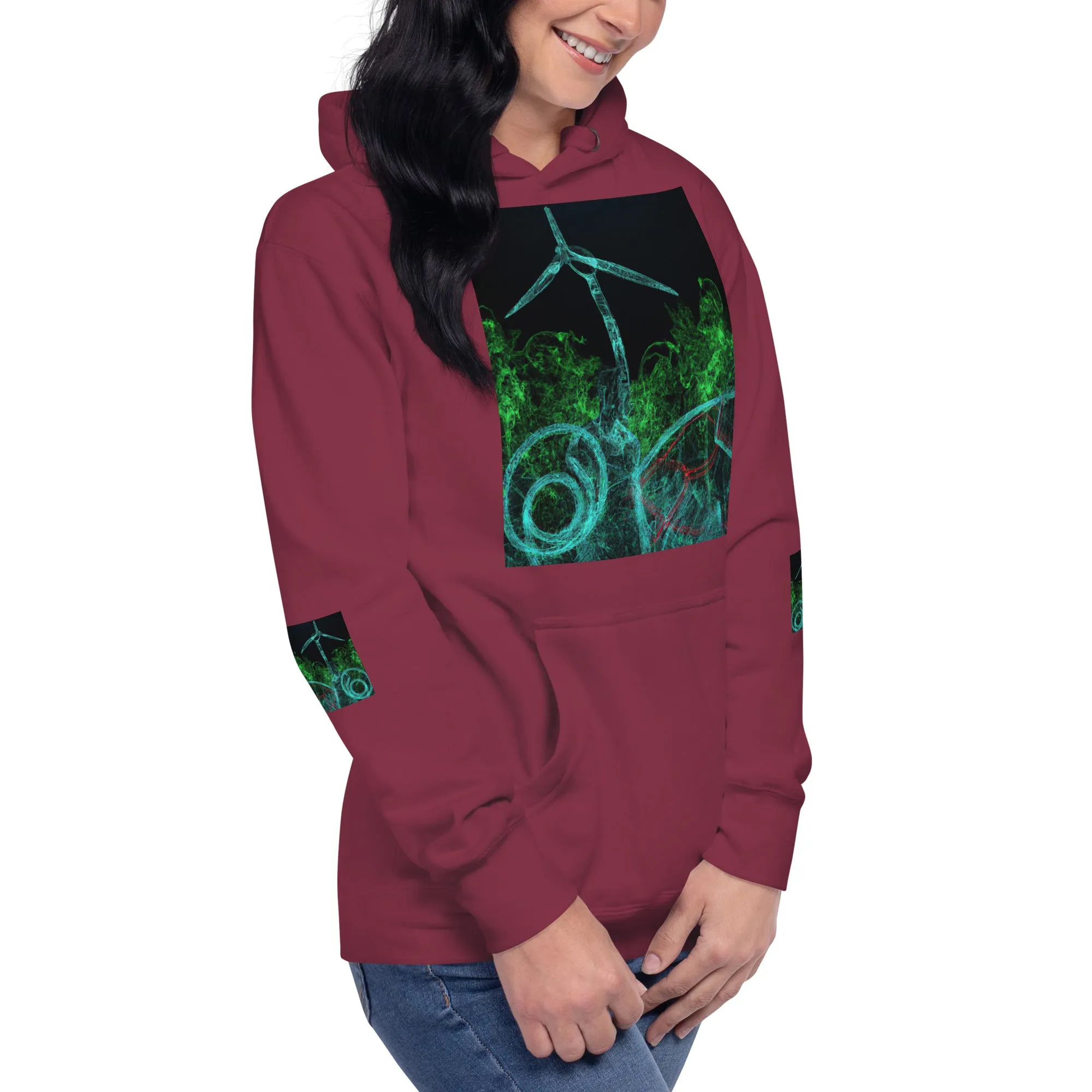 Stay Warm and Stylish with Our Abstract Green Unisex Hoodie - Shop Now!