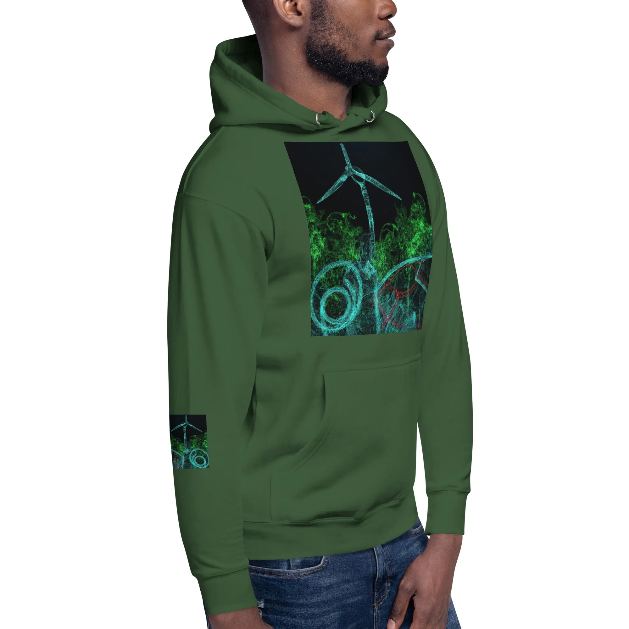 Stay Warm and Stylish with Our Abstract Green Unisex Hoodie - Shop Now!