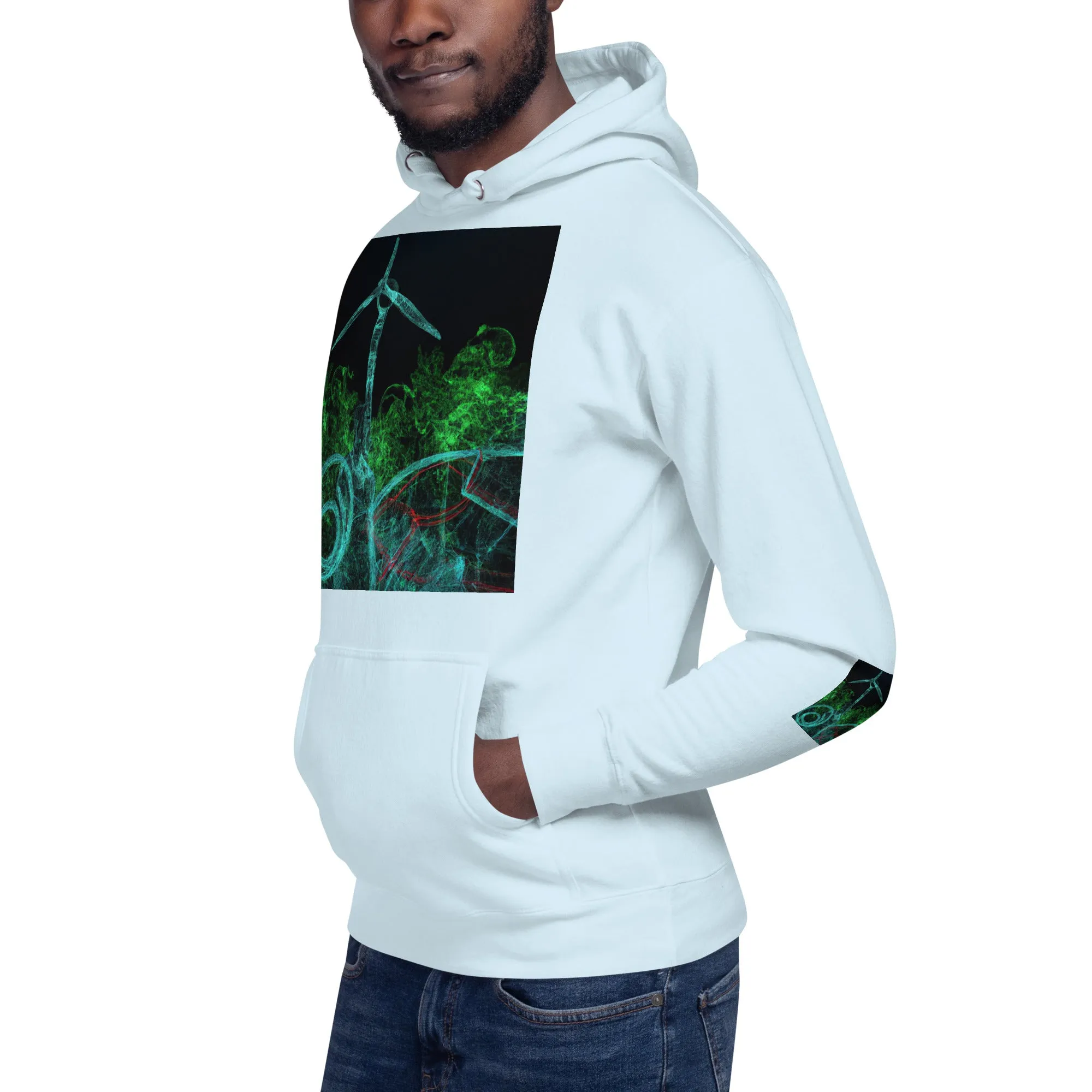 Stay Warm and Stylish with Our Abstract Green Unisex Hoodie - Shop Now!