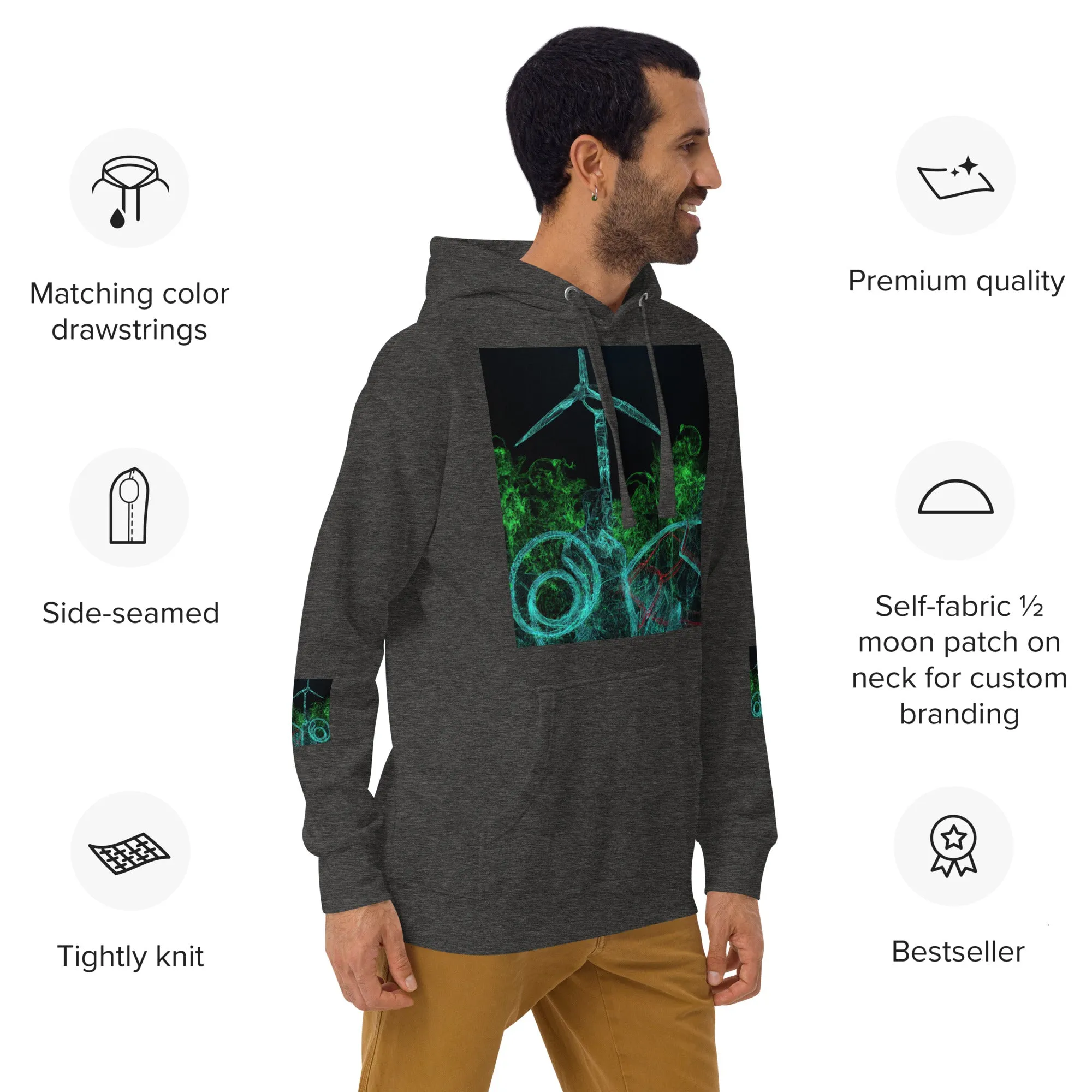 Stay Warm and Stylish with Our Abstract Green Unisex Hoodie - Shop Now!