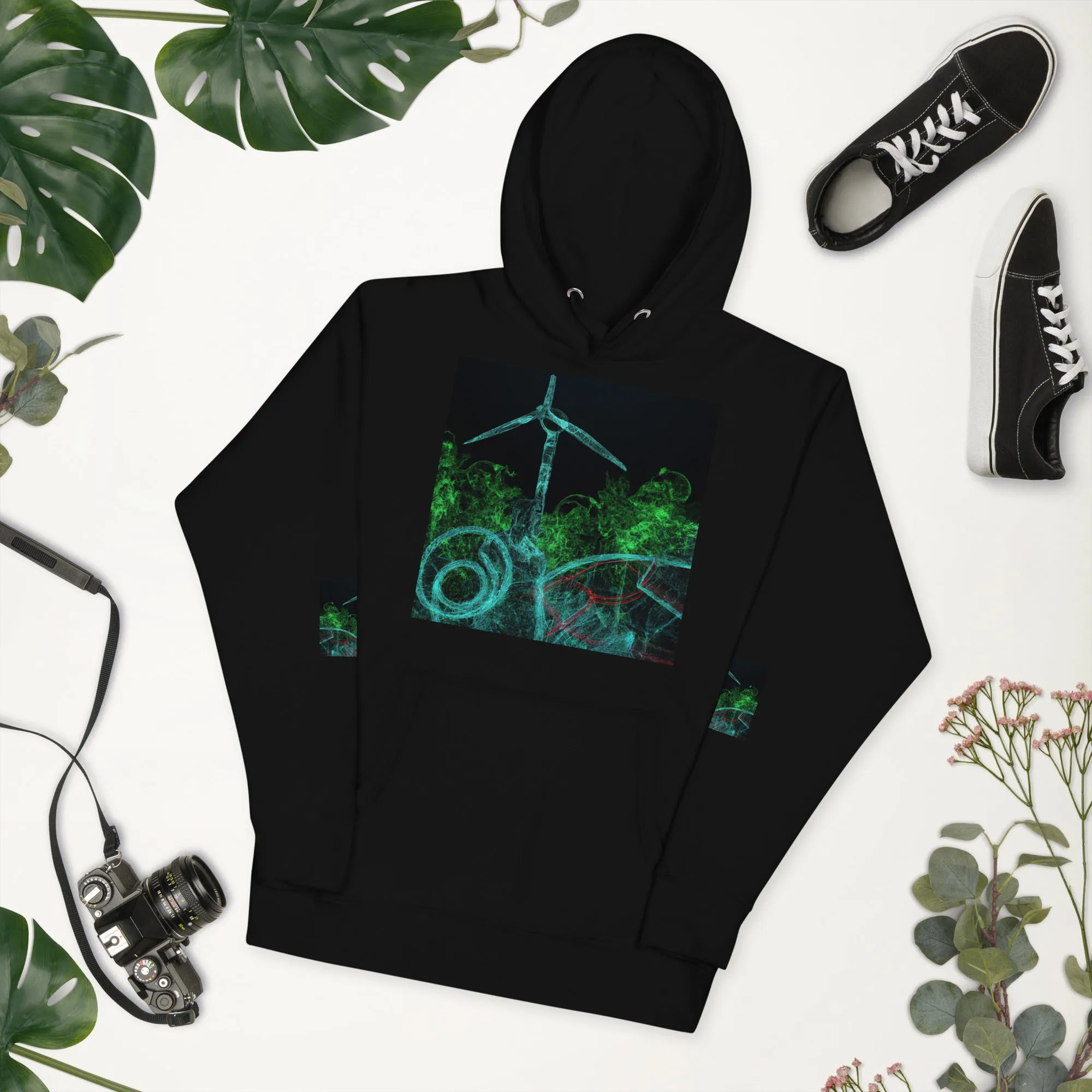 Stay Warm and Stylish with Our Abstract Green Unisex Hoodie - Shop Now!