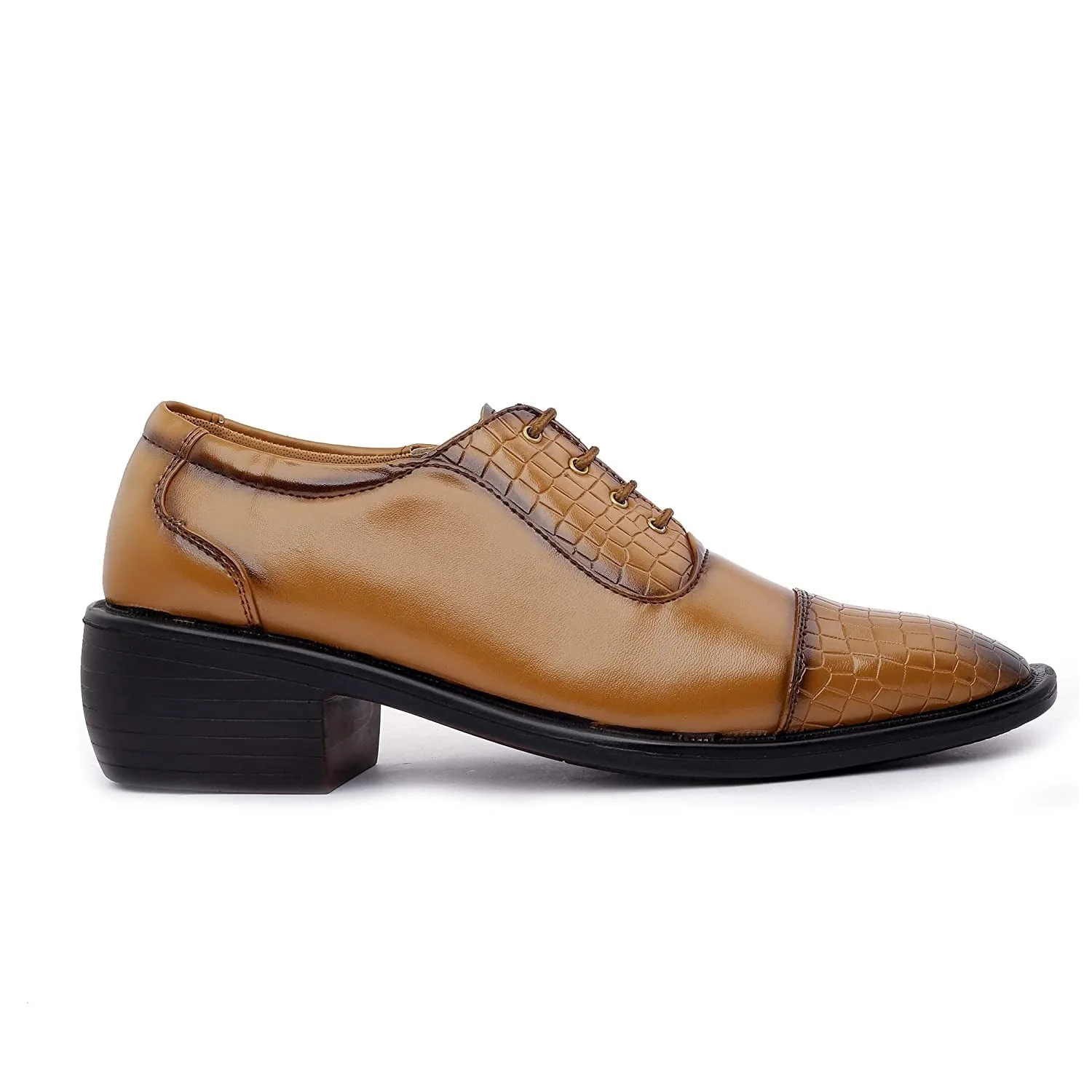 Stylish Tan Formal and Casual Wear Lace-Up Shoes With Height Increasing Heel-JonasParamount