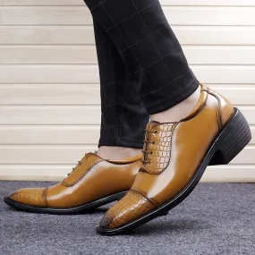 Stylish Tan Formal and Casual Wear Lace-Up Shoes With Height Increasing Heel-JonasParamount