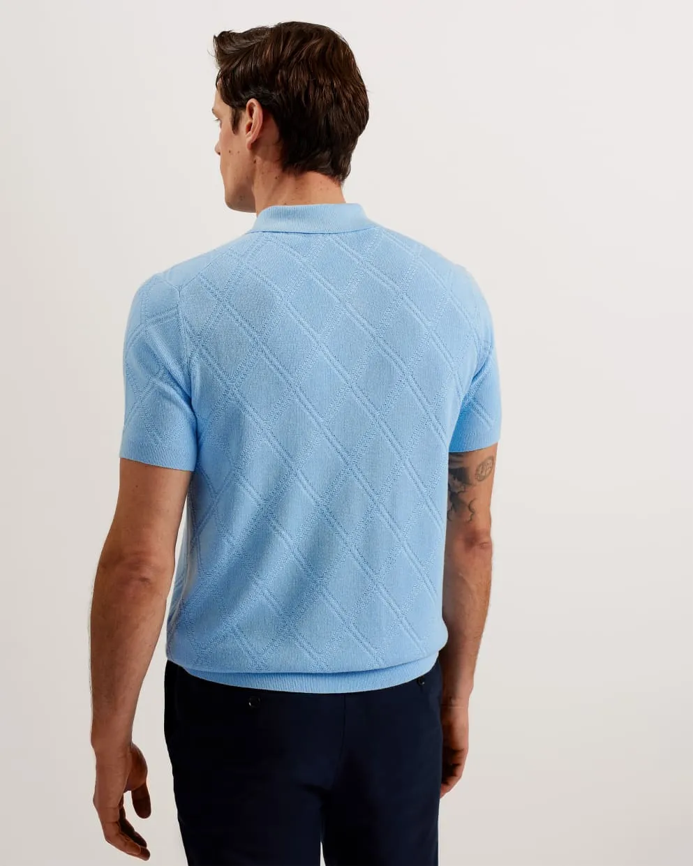 Ventar Diamond Knit Polo Shirt Pl-Blue