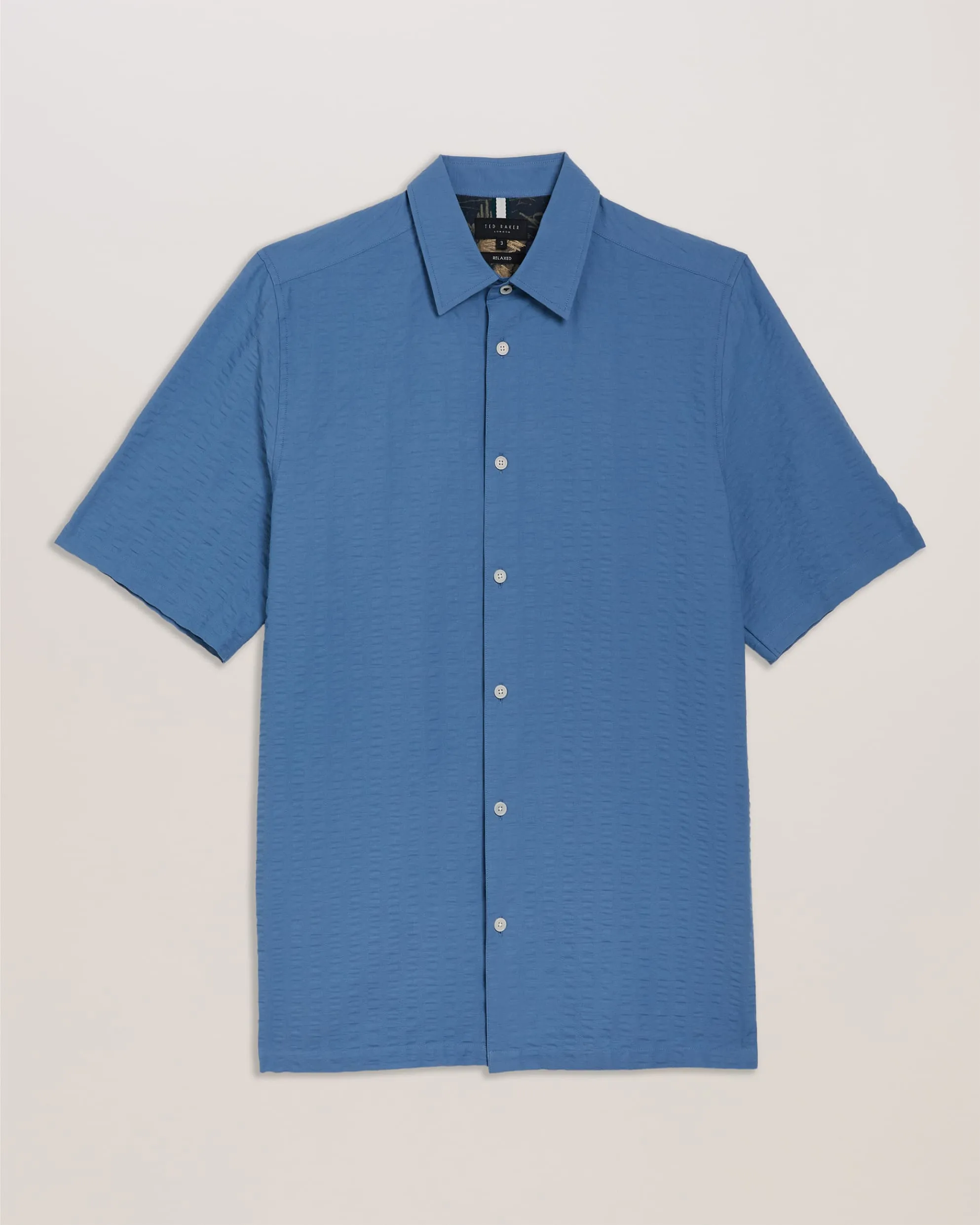 Verdon Seersucker Stripe Cotton Shirt Blue