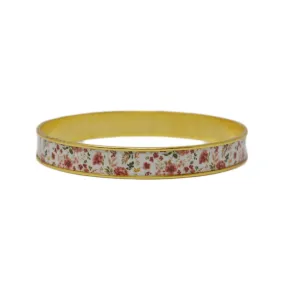 Warm Pink Floral Bangle Bracelet