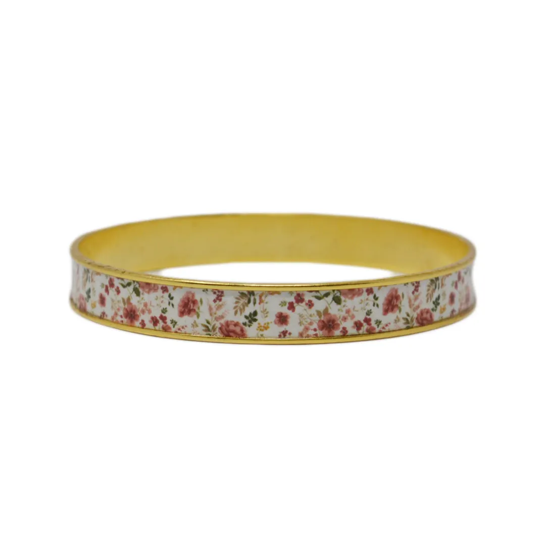 Warm Pink Floral Bangle Bracelet