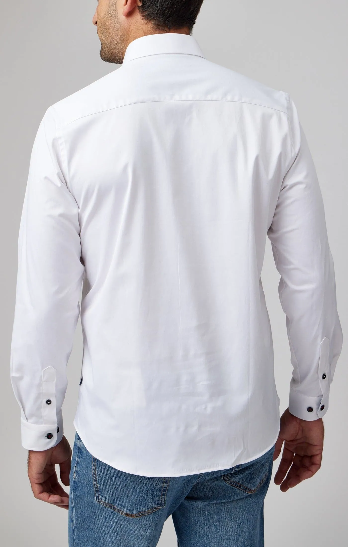 White Solid Woven Drytouch Shirt