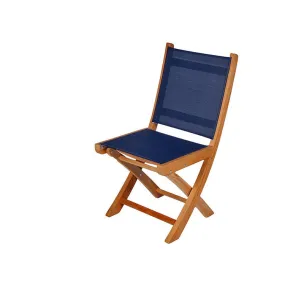 Yacht Teak Folding Side Chair in Navy